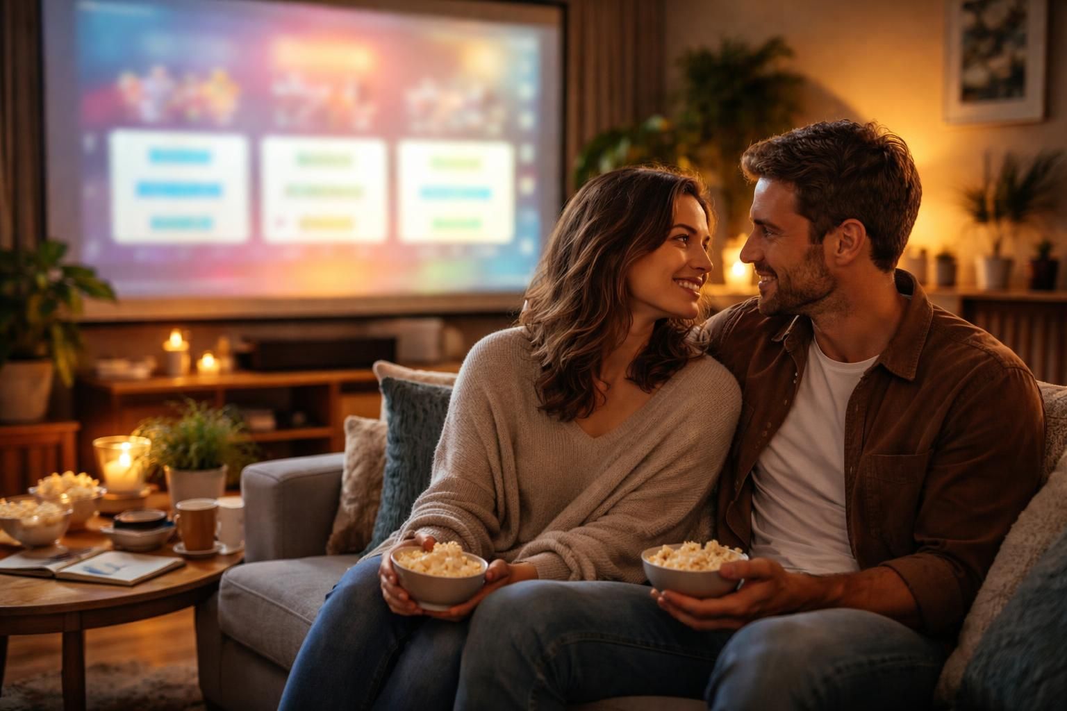 découvrez un quizz de couple interactif projeté sur écran de projection pour mieux vous connaître et raviver votre complicité.